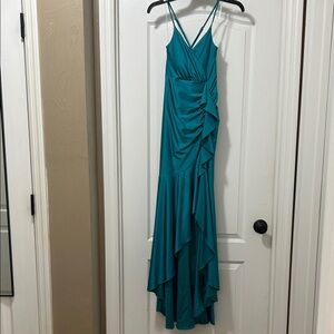 Honey and Rosie Teal Ruched Prom Dress